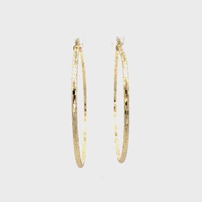 HK Diamond Cut Hoop Earrings 75mm - Style 03
