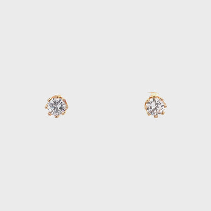Crown Stud CZ Round Earrings - 6mm
