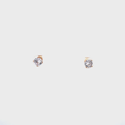 Floor Cubic Zirconia Earrings Round - 6mm