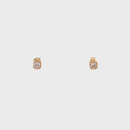Crown CZ Square Earrings - 04