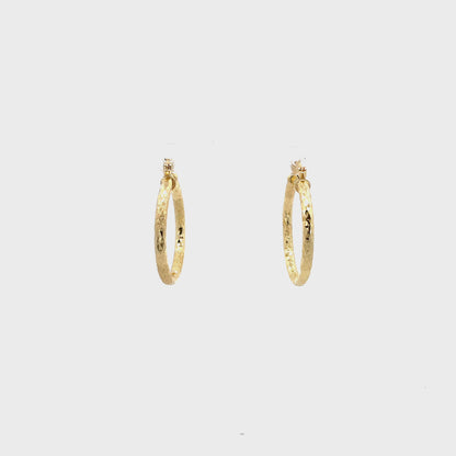 HK Diamond Cut Hoop Earrings 25mm - Style 01