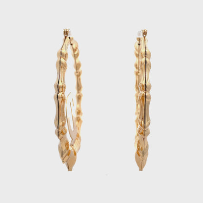 Large Bamboo Initial Earrings 70mm "D