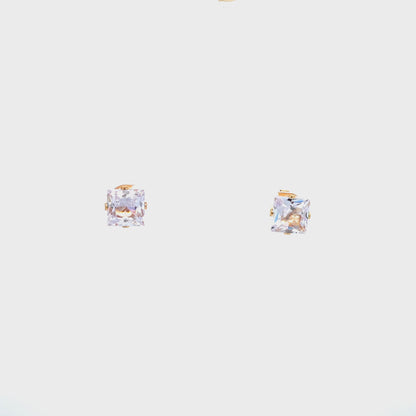 Floor Cubic Zirconia Earrings Square - 8mm