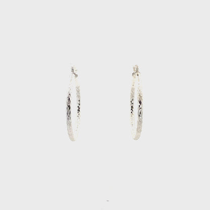 HK Diamond Cut Hoop Earrings 35mm - Style 01
