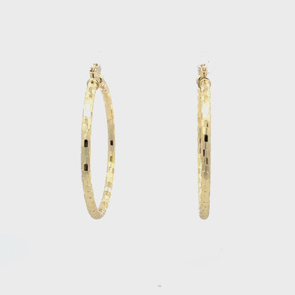 HK Diamond Cut Hoop Earrings 65mm - Style 03
