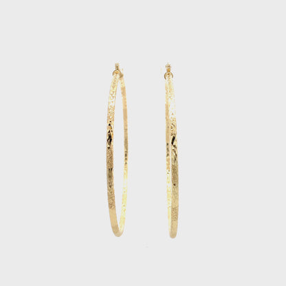HK Diamond Cut Hoop Earrings 75mm - Style 01