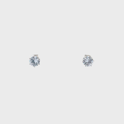 Cubic Zirconia Earrings Round - 7MM