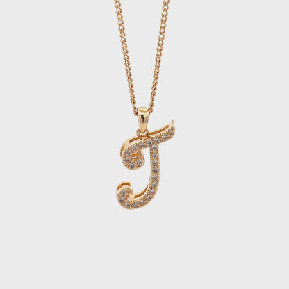 Fancy Stone Initial Necklace - Letter T