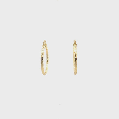 HK Diamond Cut Hoop Earrings 25mm - Style 03