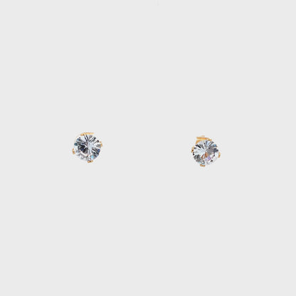 Floor Cubic Zirconia Earrings Round - 8mm