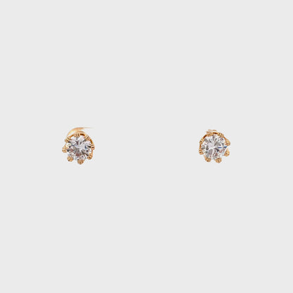 Crown CZ Round Earrings - 07