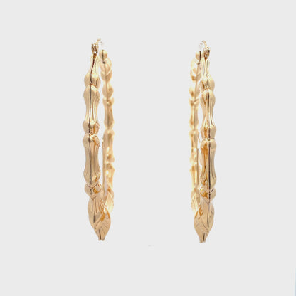 Large Bamboo Initial Earrings 70mm "J"
