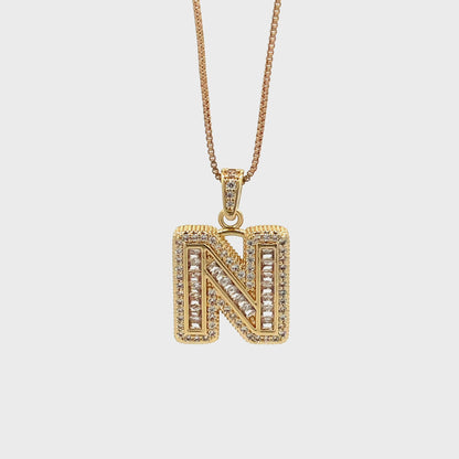 Fancy Diamond Necklace - Letter N
