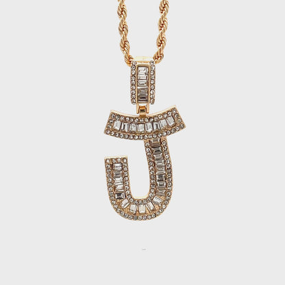 Baguette Initial Necklace - J