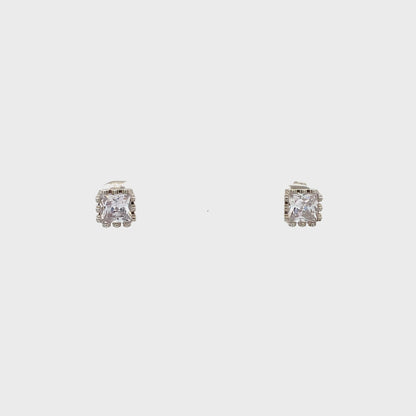 Crown CZ Square Earrings - 06