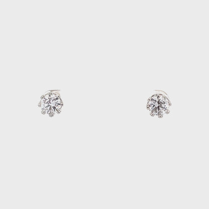 Crown CZ Round Earrings - 07
