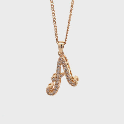 Fancy Stone Initial Necklace - Letter A