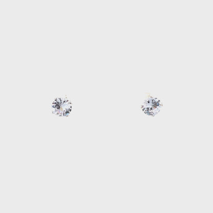 Floor Cubic Zirconia Earrings Round - 8mm