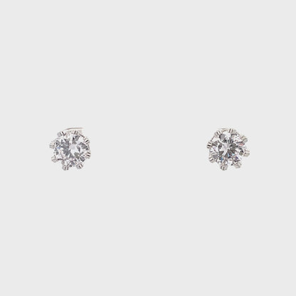 Crown CZ Round Earrings - 08