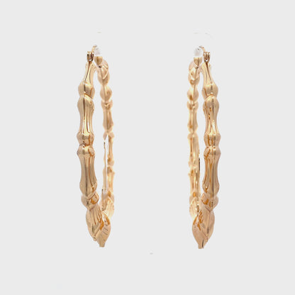 Large Bamboo Initial Earrings 70mm "L"