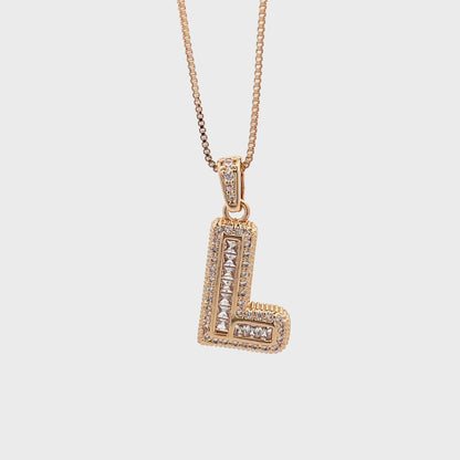Fancy Diamond Necklace - Letter L