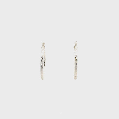 HK Diamond Cut Hoop Earrings 35mm - Style 03