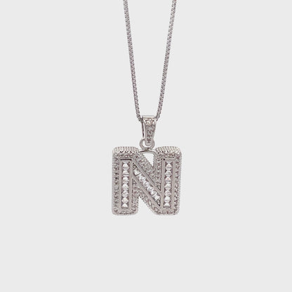 Fancy Diamond Necklace - Letter N