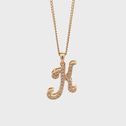 Fancy Stone Initial Necklace - Letter K