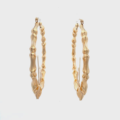 Large Bamboo Initial Earrings 70mm "A"