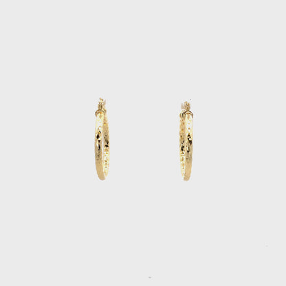 HK Diamond Cut Hoop Earrings 25mm - Style 02