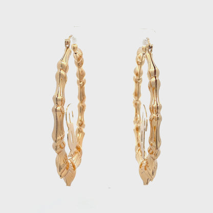 Large Bamboo Initial Earrings 70mm "B"