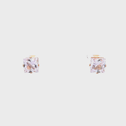Cubic Zirconia Earrings Square - 8MM