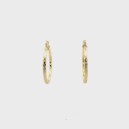 HK Diamond Cut Hoop Earrings 35mm - Style 03