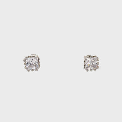Crown CZ Square Earrings - 08