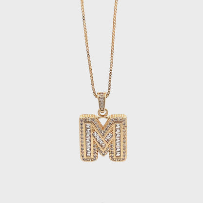 Fancy Diamond Necklace - Letter M