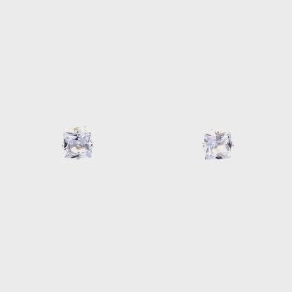 Floor Cubic Zirconia Earrings Square - 7mm