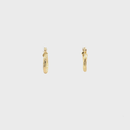 HK Diamond Cut Hoop Earrings 15mm - Design 01