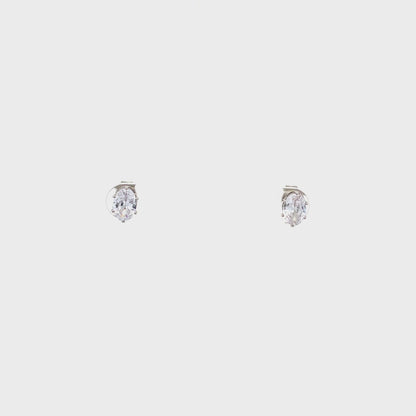 Floor Cubic Zirconia Earrings Oval - 4mm