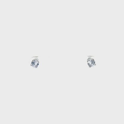 Screw Back CZ Round Earrings - 5MM