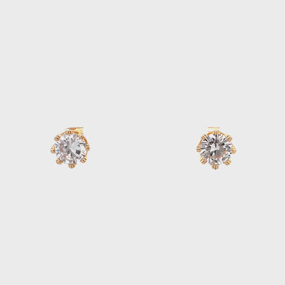 Crown CZ Round Earrings - 08