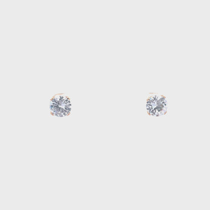 Screw Back CZ Round Earrings - 8MM
