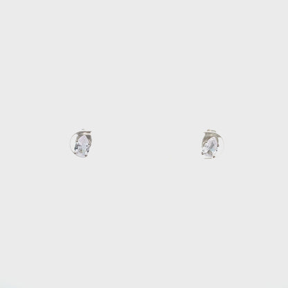 Floor Cubic Zirconia Earrings Pear - 4mm