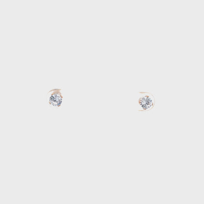 Screw Back CZ Round Earrings - 5MM
