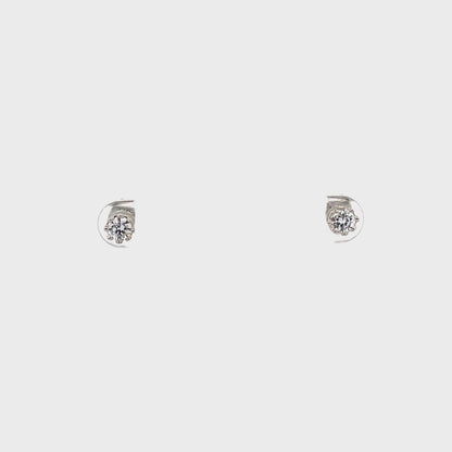 Crown Stud CZ Round Earrings - 4mm