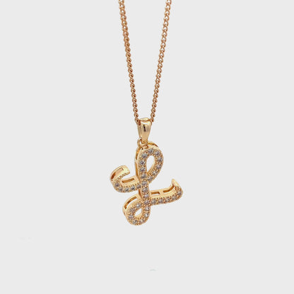 Fancy Stone Initial Necklace - Letter L