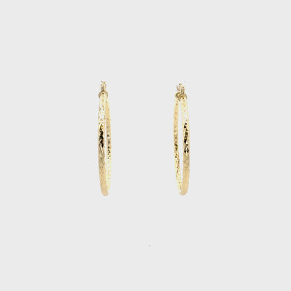 HK Diamond Cut Hoop Earrings 45mm - Style 02