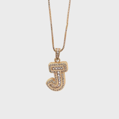 Fancy Diamond Necklace - Letter J