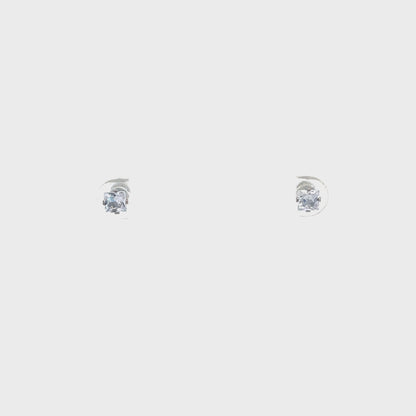 Screw Back CZ Square Earrings - 4MM