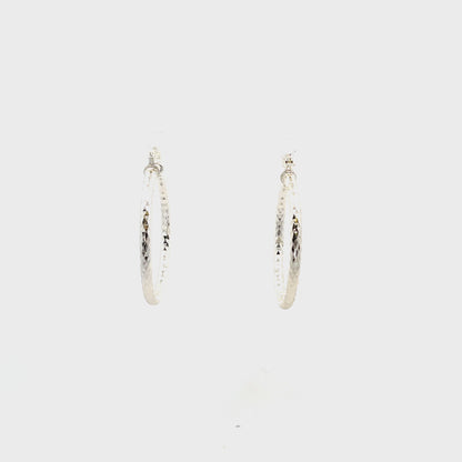 HK Diamond Cut Hoop Earrings 35mm - Style 02