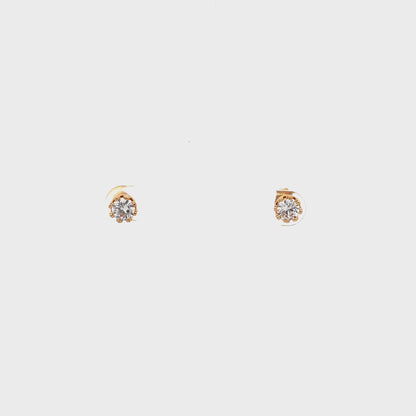 Crown CZ Round Earrings - 05
